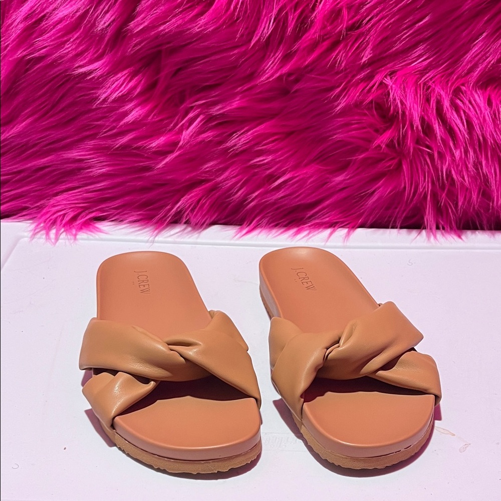 NWOT J. Crew Women's Tan Knotted Slide Sandals